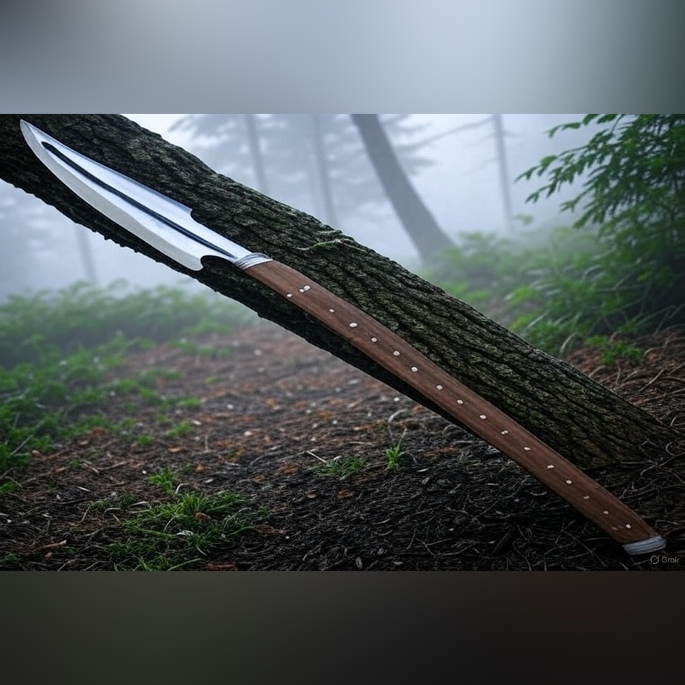 Wooden Handle Machete with Silver Blade